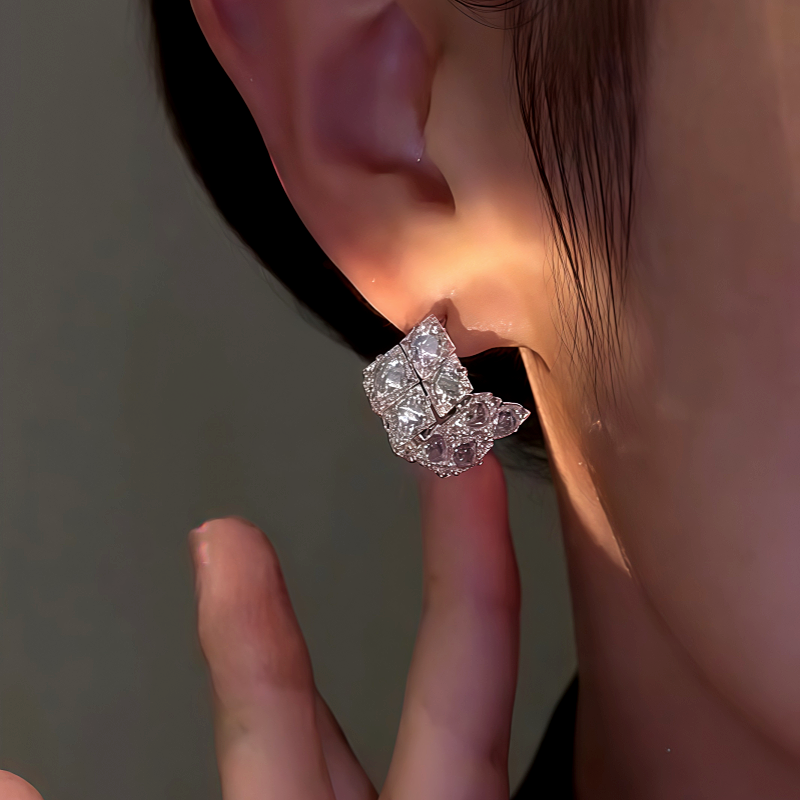 14K Gold-Plated Zircon Hollow Square Earrings