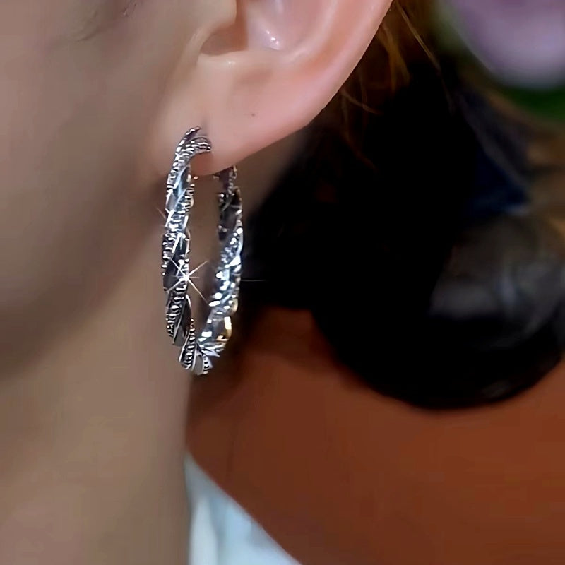14K Gold-Plated Zircon Hoop Earrings