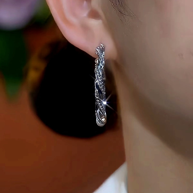 14K Gold-Plated Zircon Hoop Earrings