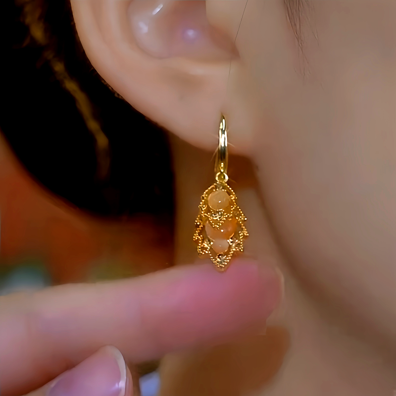 14K Gold-Plated Zircon Leaf Earrings