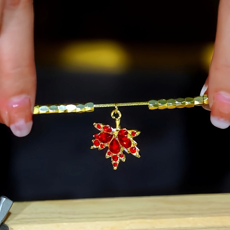 14K Gold-Plated Zircon Maple Leaf Necklaces