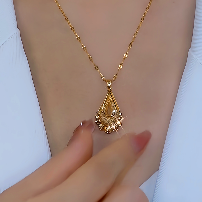 14K Gold-Plated Zircon Mesh Drop Necklaces
