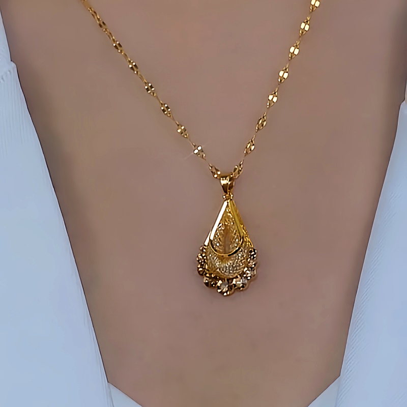 14K Gold-Plated Zircon Mesh Drop Necklaces