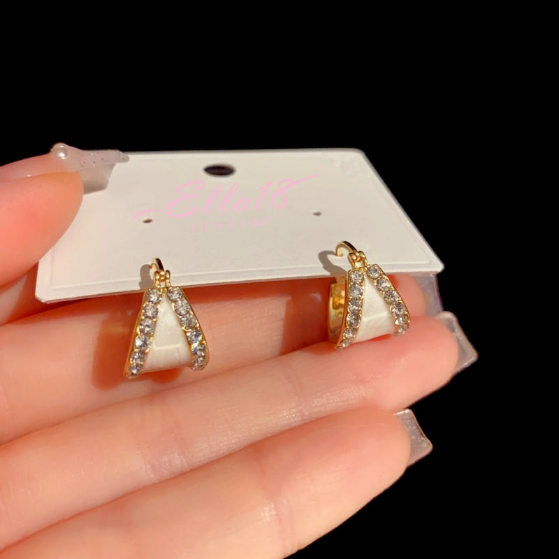 14K Gold-Plated Zircon Oil Drop Earrings