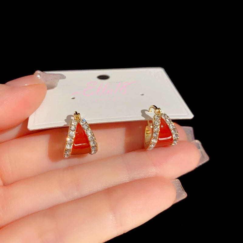 14K Gold-Plated Zircon Oil Drop Earrings