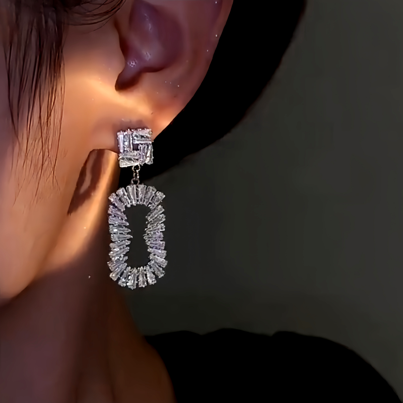 14K Gold-Plated Zircon Oval Earrings