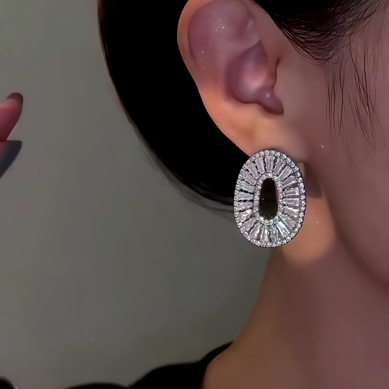14K Gold-Plated Zircon Oval Earrings
