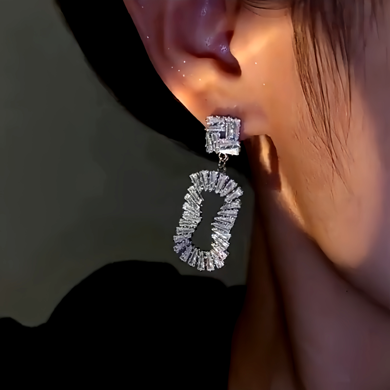 14K Gold-Plated Zircon Oval Earrings