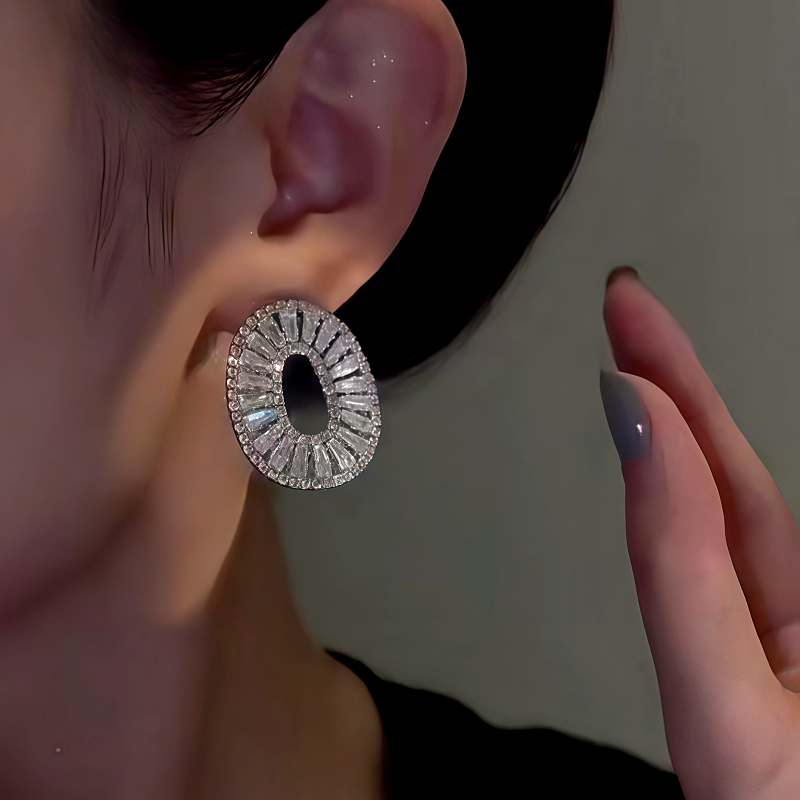 14K Gold-Plated Zircon Oval Earrings