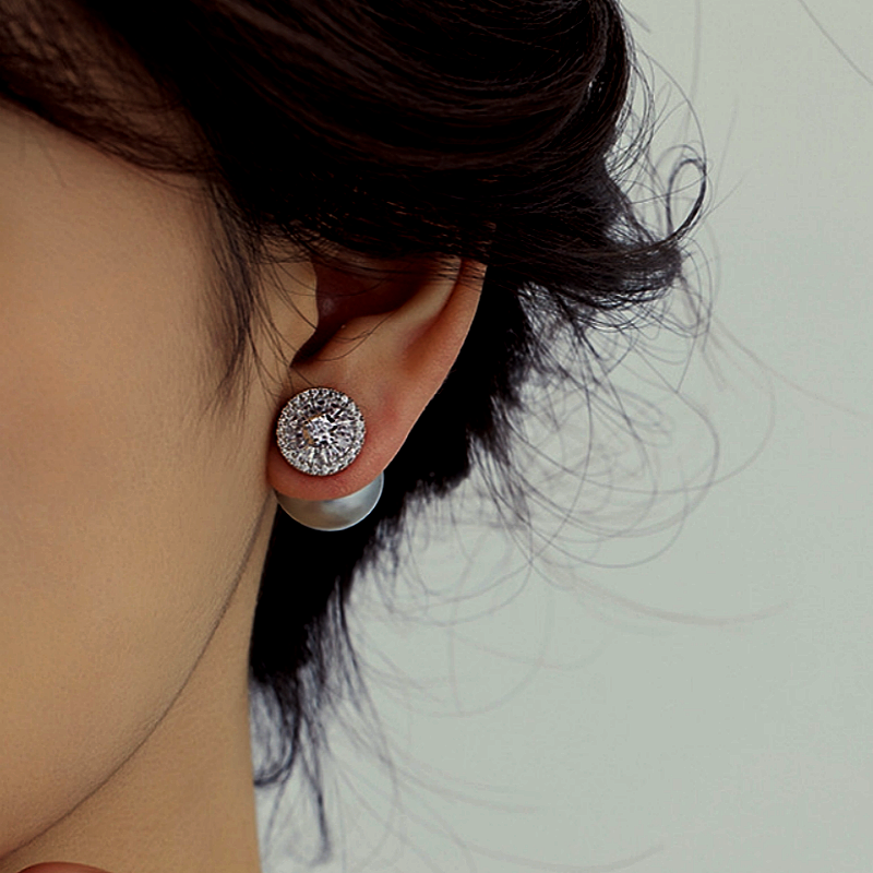 14K Gold-Plated Zircon Pearl Jacket Earrings