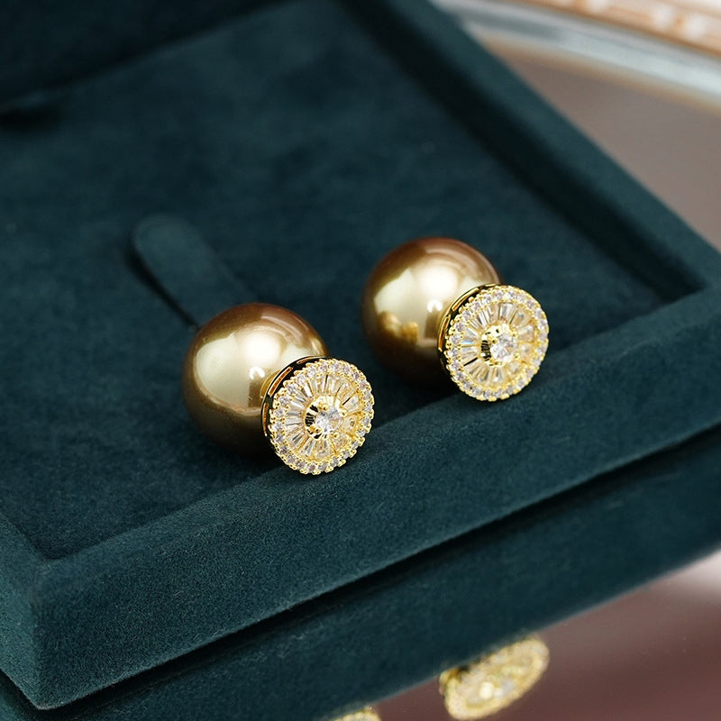 14K Gold-Plated Zircon Pearl Jacket Earrings