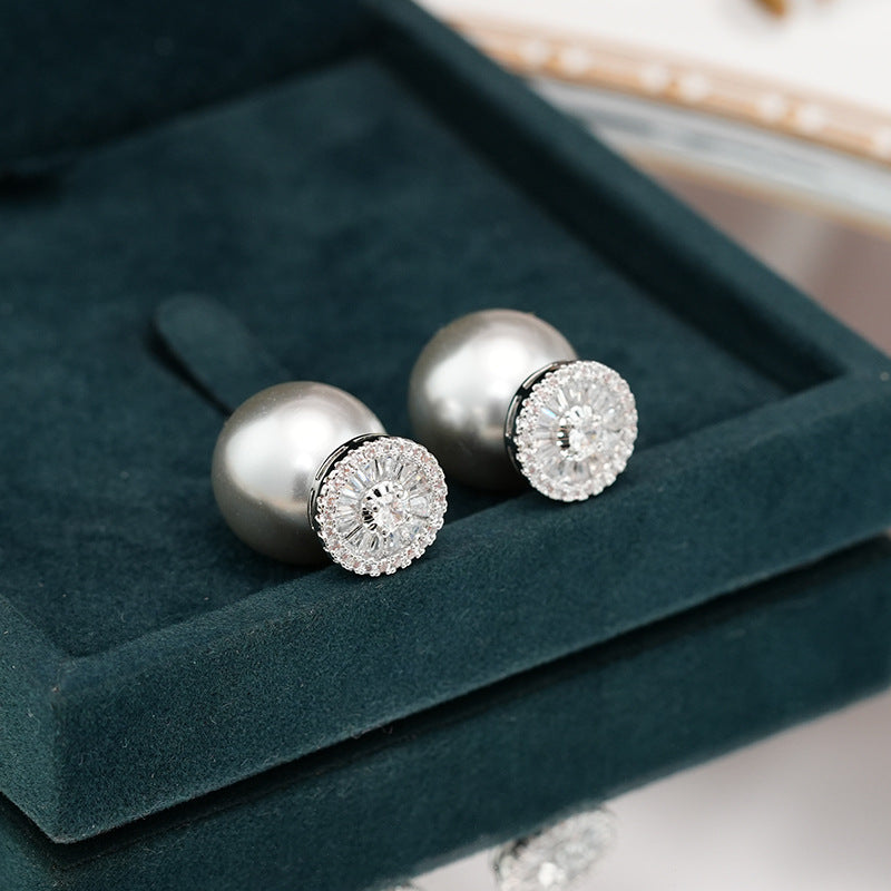 14K Gold-Plated Zircon Pearl Jacket Earrings