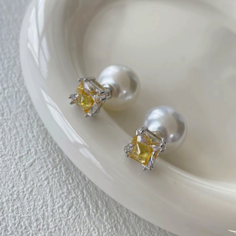 14K Gold-Plated Zircon Pearl Jacket Earrings