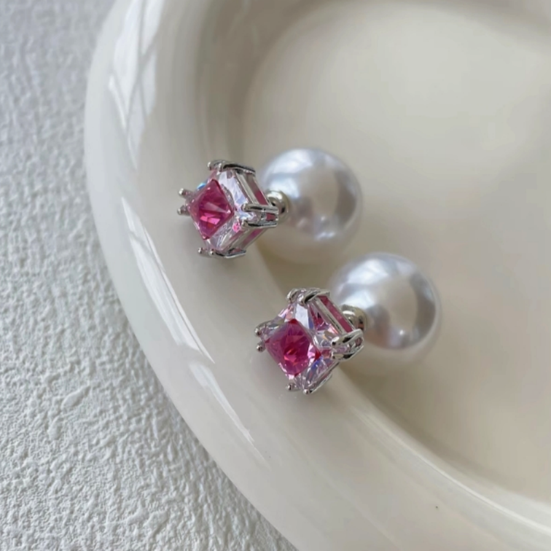 14K Gold-Plated Zircon Pearl Jacket Earrings
