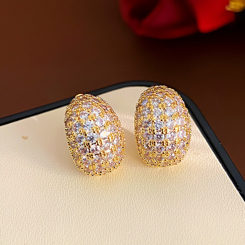 14K Gold-Plated Zircon Small C-Shaped Earrings