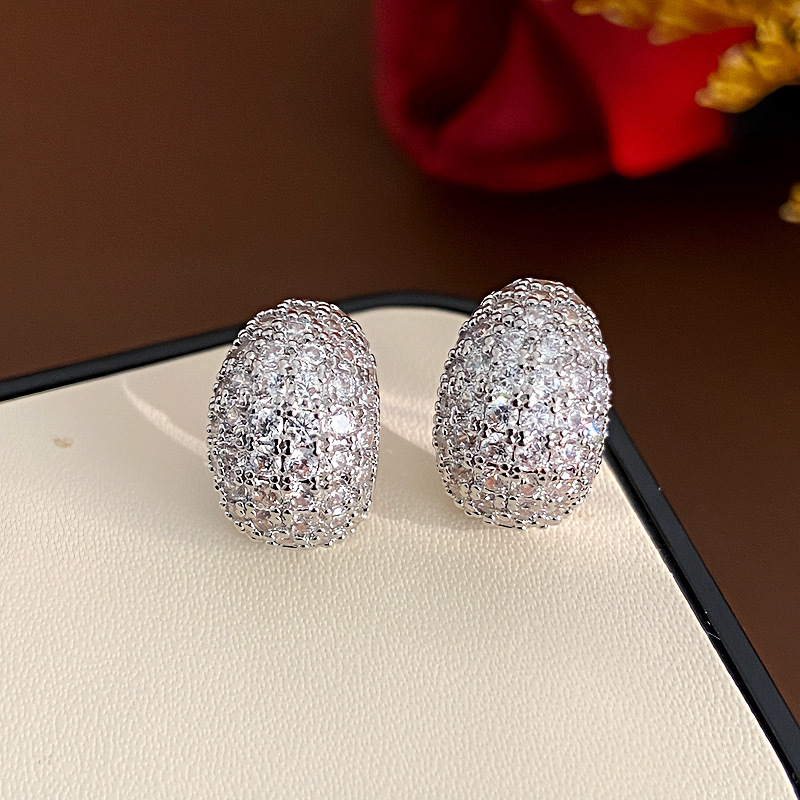 14K Gold-Plated Zircon Small C-Shaped Earrings