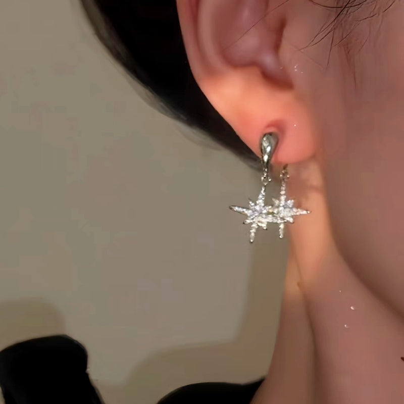 14K Gold-Plated Zircon Star Earrings