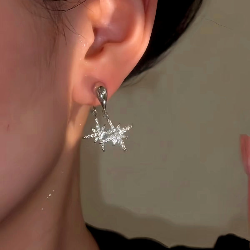 14K Gold-Plated Zircon Star Earrings
