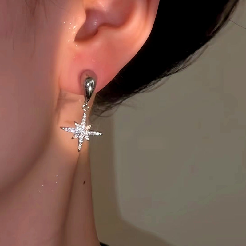 14K Gold-Plated Zircon Star Earrings