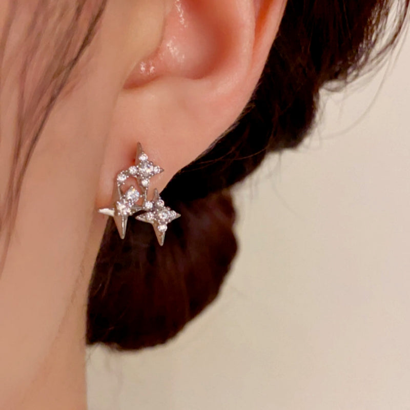14K Gold-Plated Zircon Star Stud Earrings