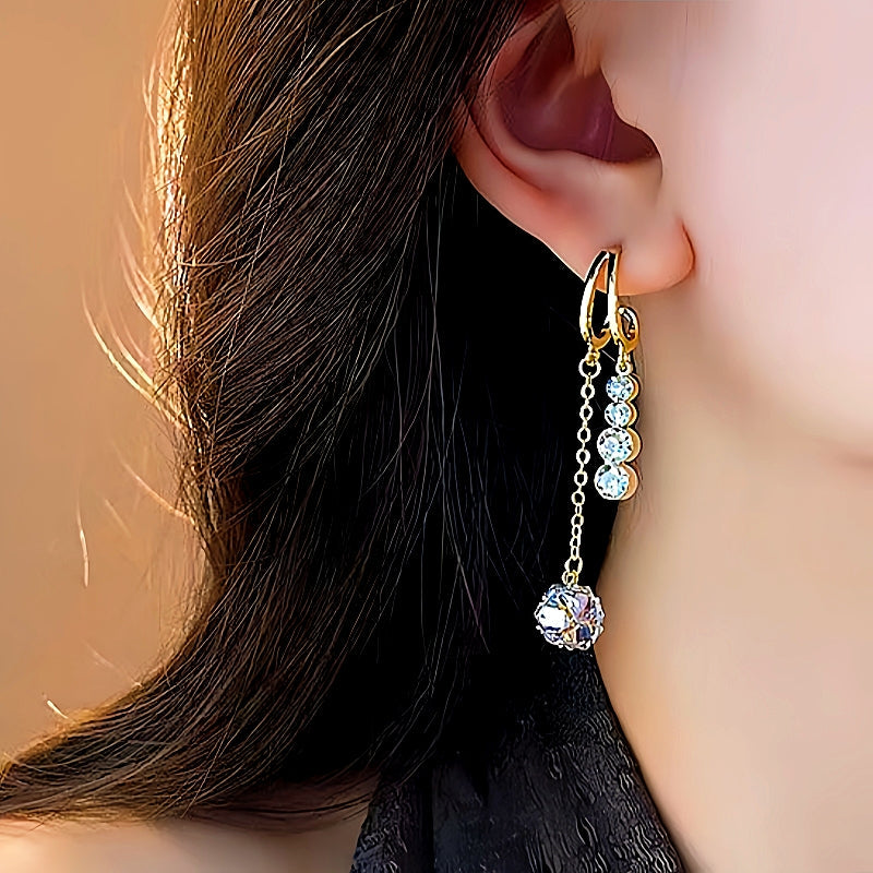 14K Gold-Plated Zircon Tassel Earrings