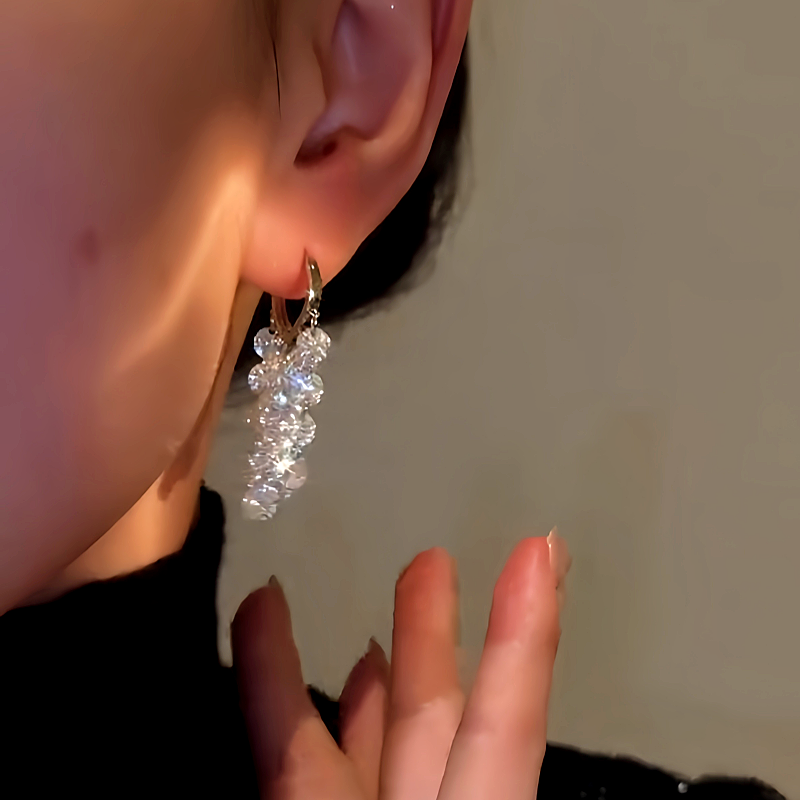 14K Gold-Plated Zircon Tassel Earrings