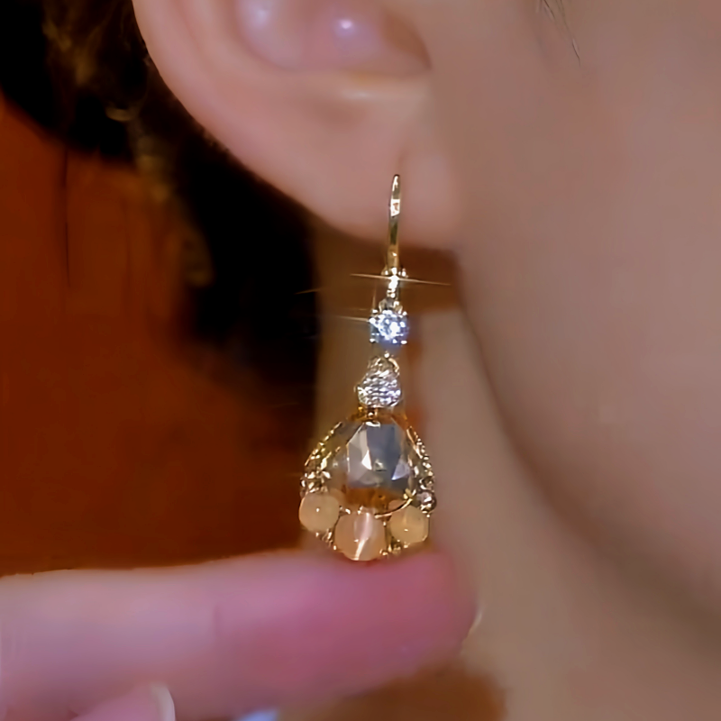 14K Gold-Plated Zircon Tear Drop Earrings
