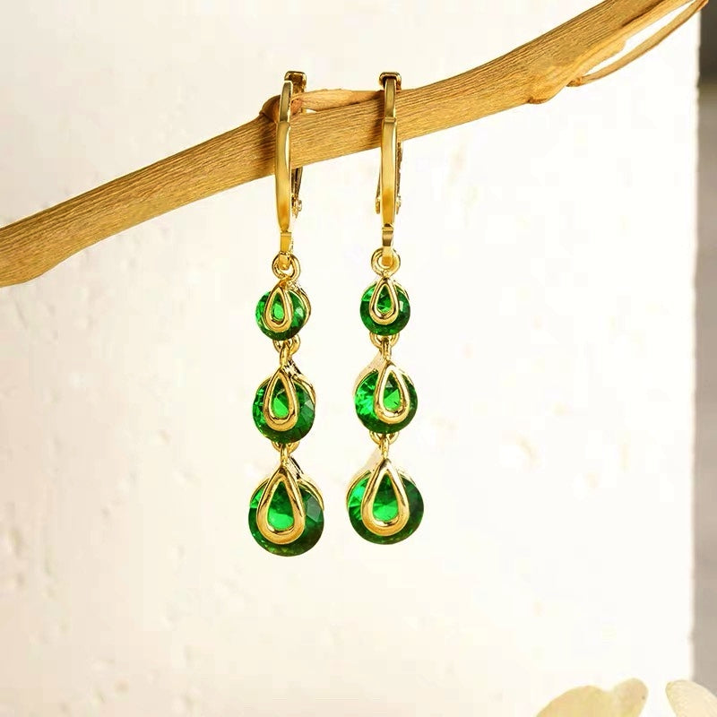 14K Gold-Plated Zircon Teardrop Earrings