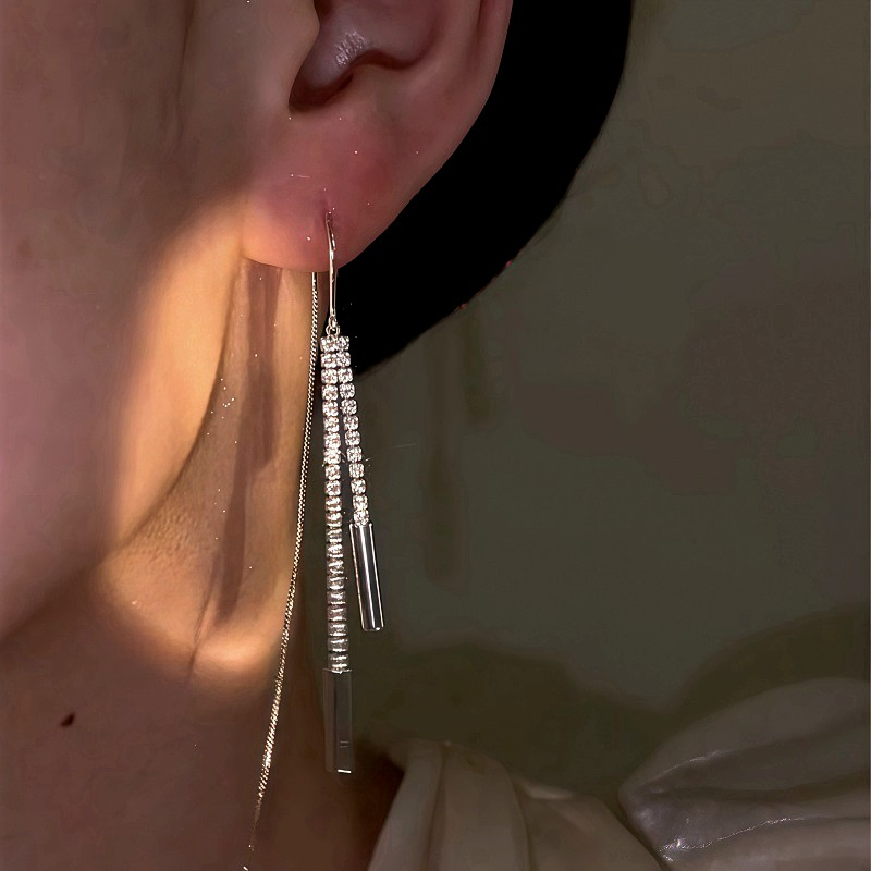 14K Gold-Plated Zircon Threader Earrings