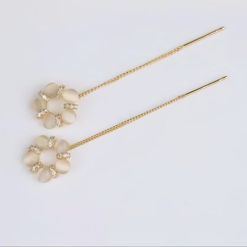 14K Gold-Plated Zircon Threader Earrings