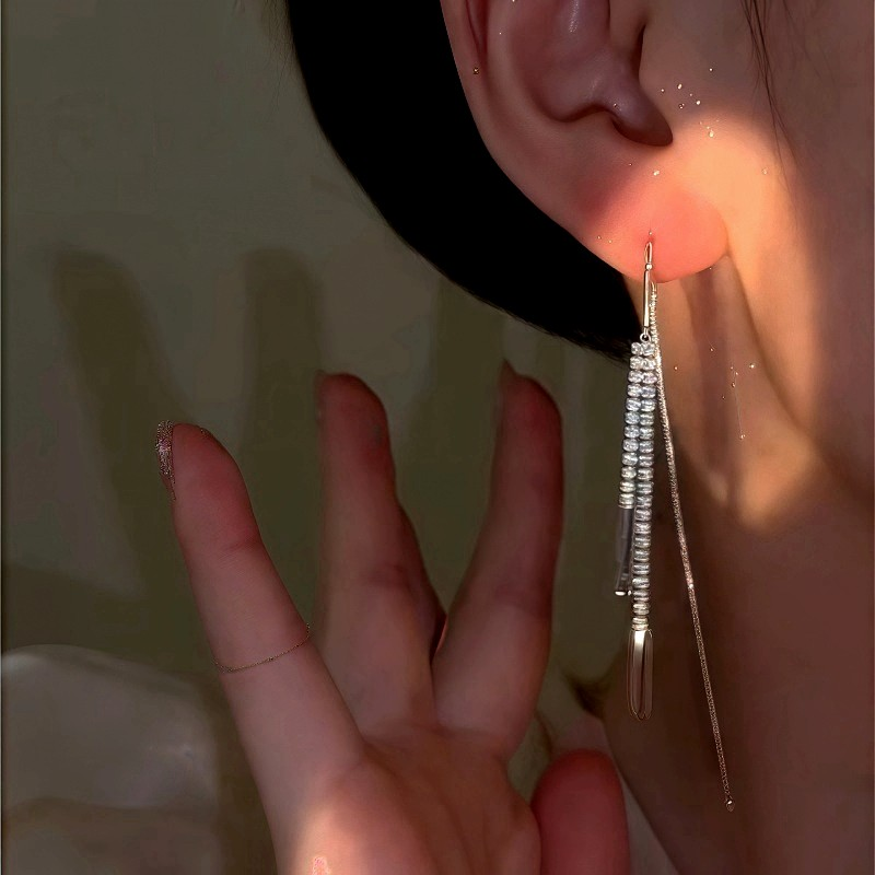14K Gold-Plated Zircon Threader Earrings