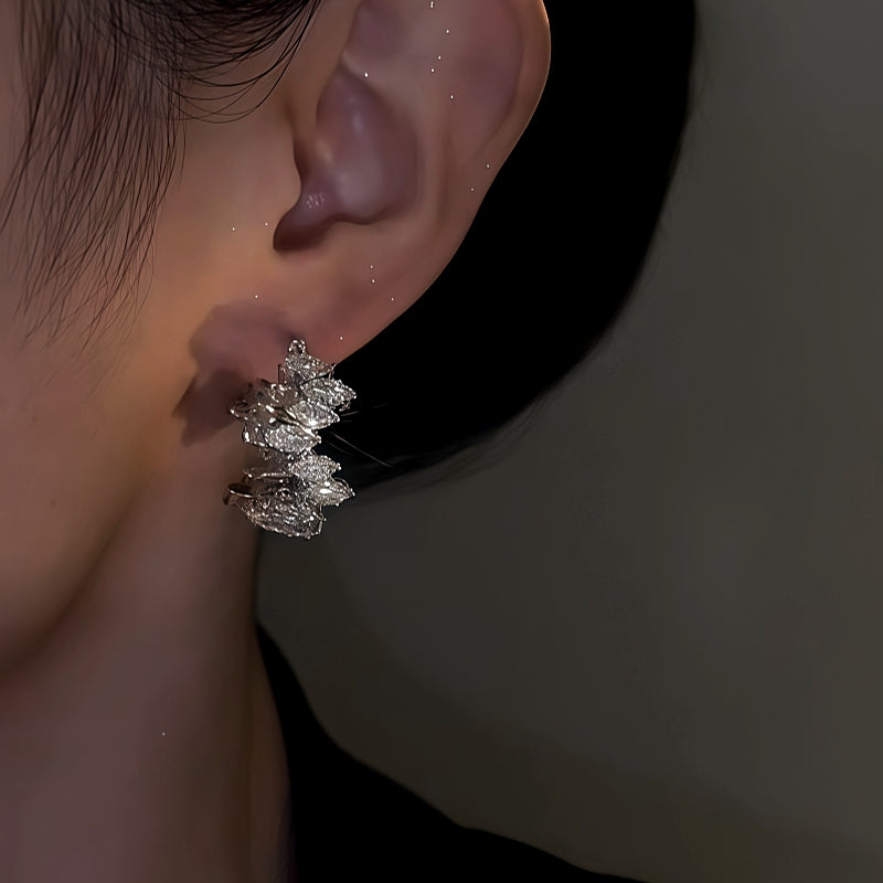 14K Gold-Plated Zircon Toothed Hoop Earrings