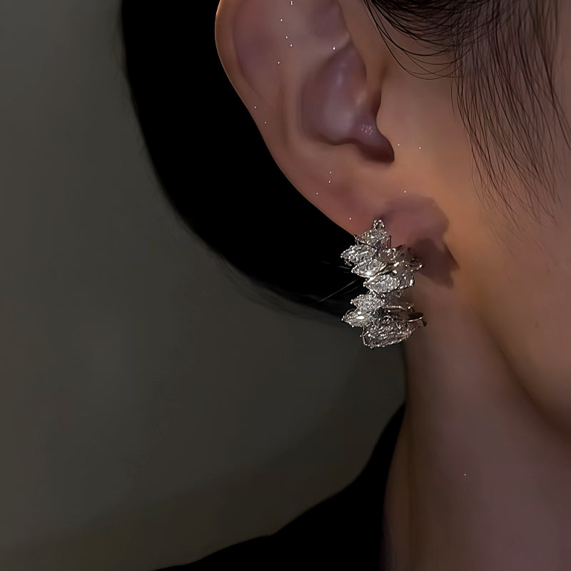 14K Gold-Plated Zircon Toothed Hoop Earrings