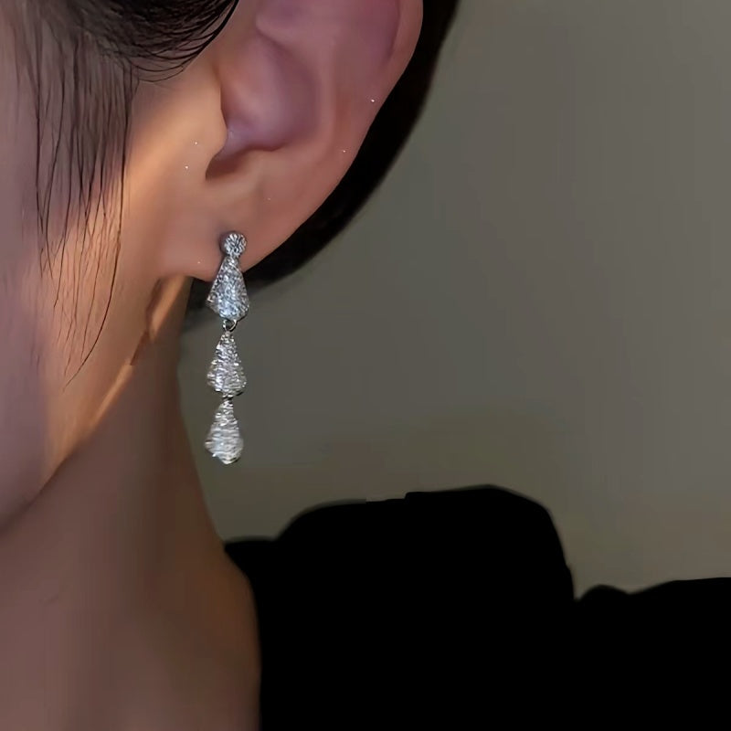 14K Gold-Plated Zircon Water Drop Earrings