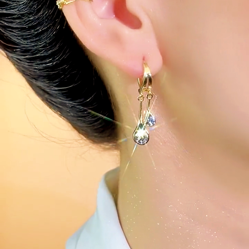 14K Gold-Plated Zircon Water Drop Earrings