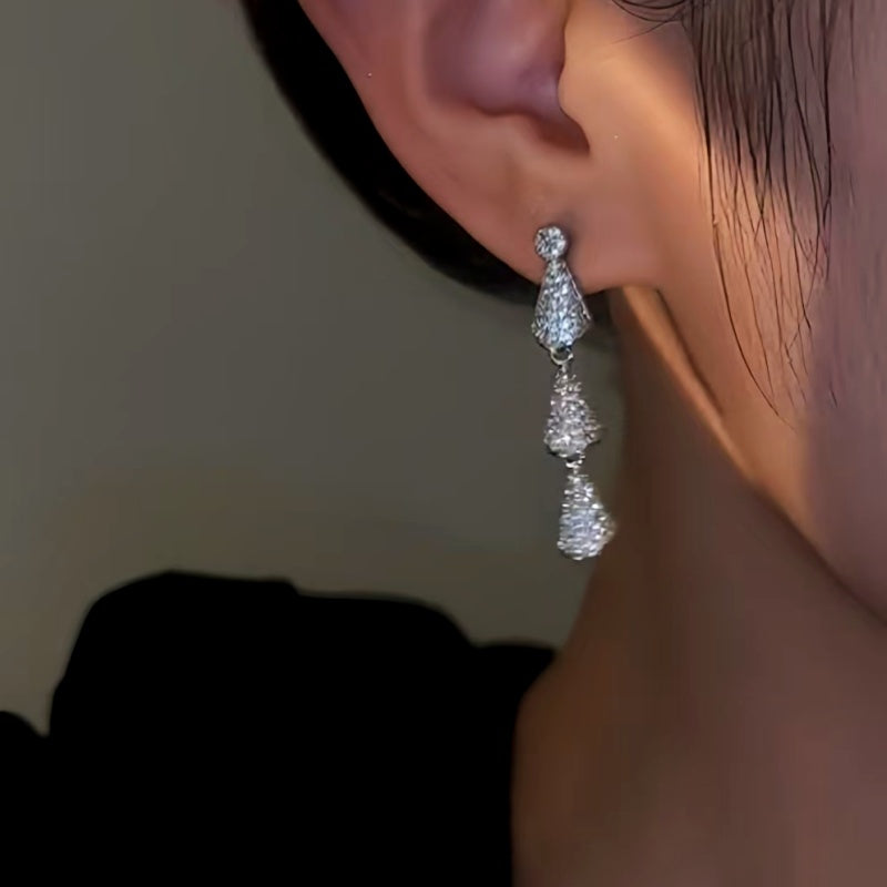 14K Gold-Plated Zircon Water Drop Earrings