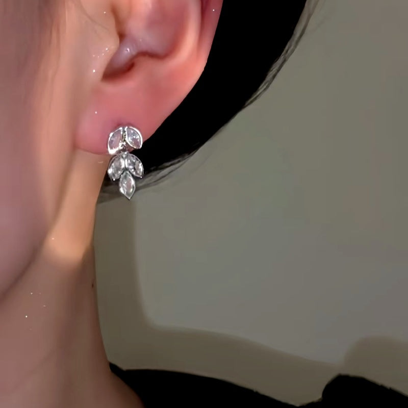 14K Gold-Plated Zircon Wheat Tassel Earrings