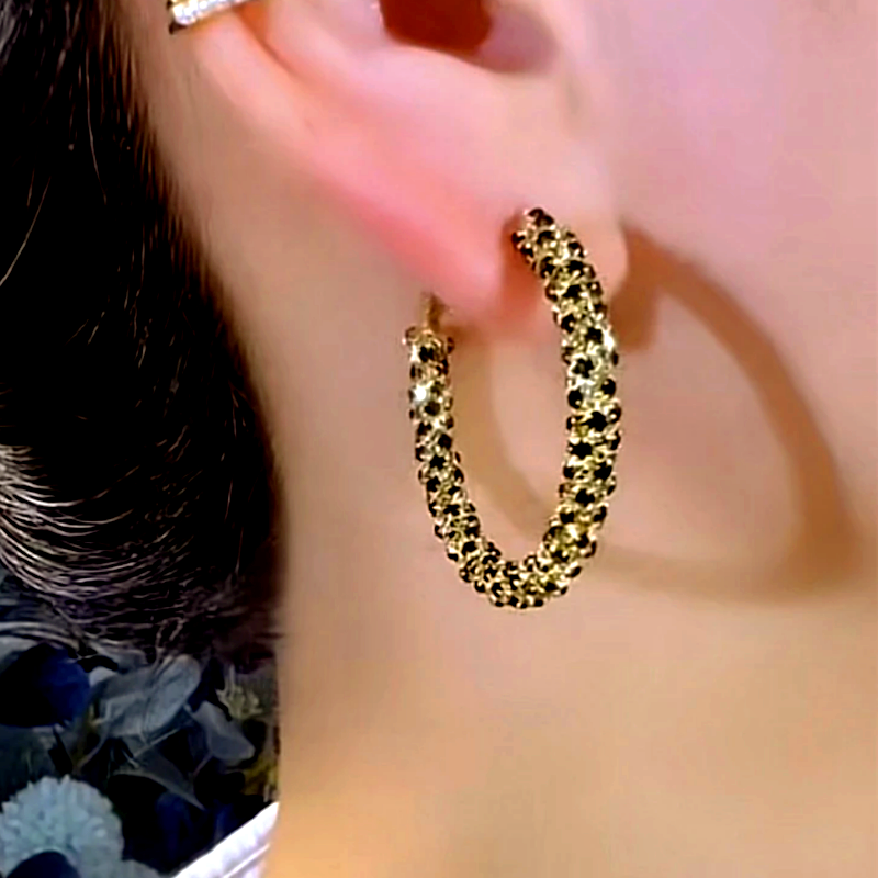 14K Gold-Plated luxury Diamond Hoop Earrings