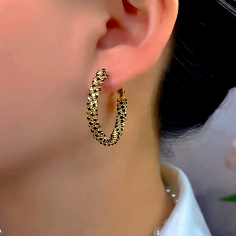 14K Gold-Plated luxury Diamond Hoop Earrings