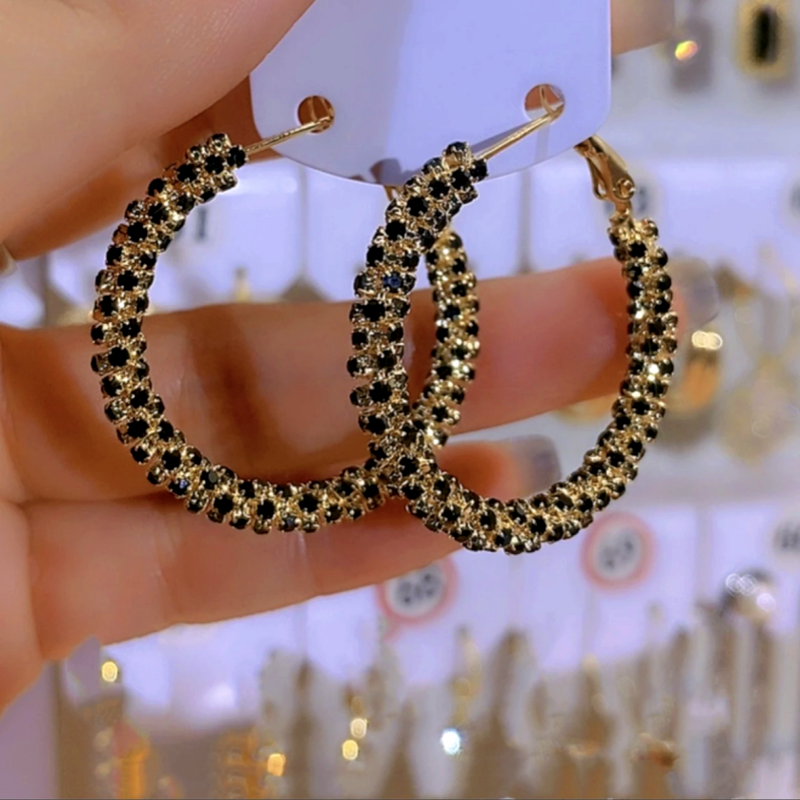 14K Gold-Plated luxury Diamond Hoop Earrings