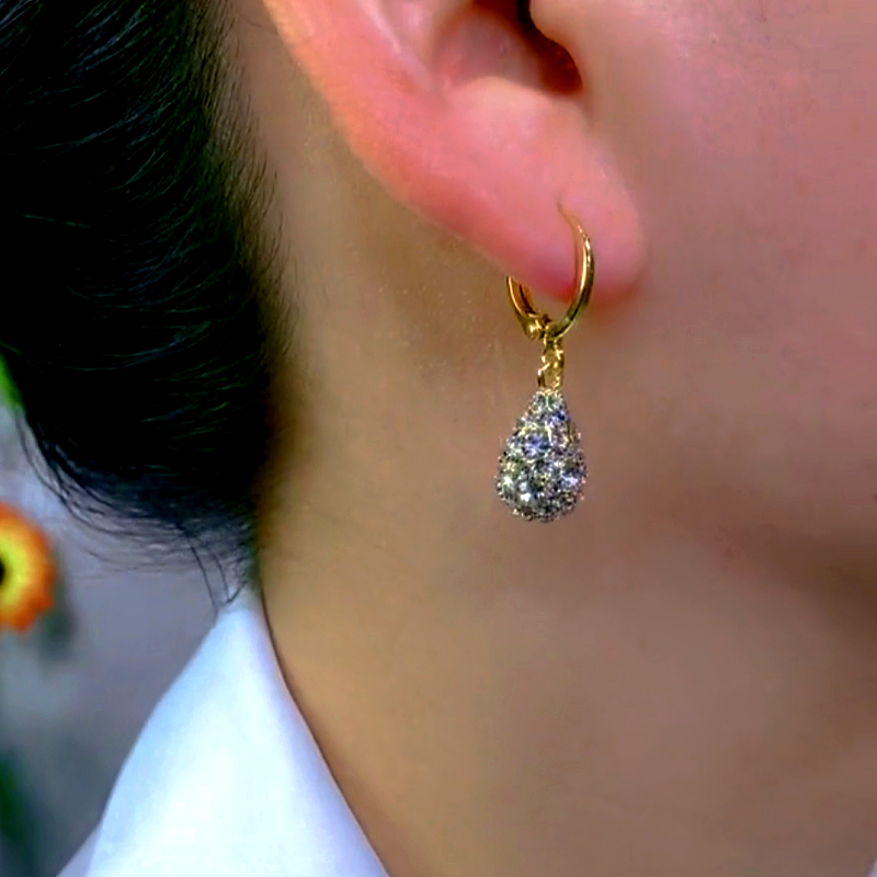 14K Gold-Plated luxury Diamond Water Drop Earrings