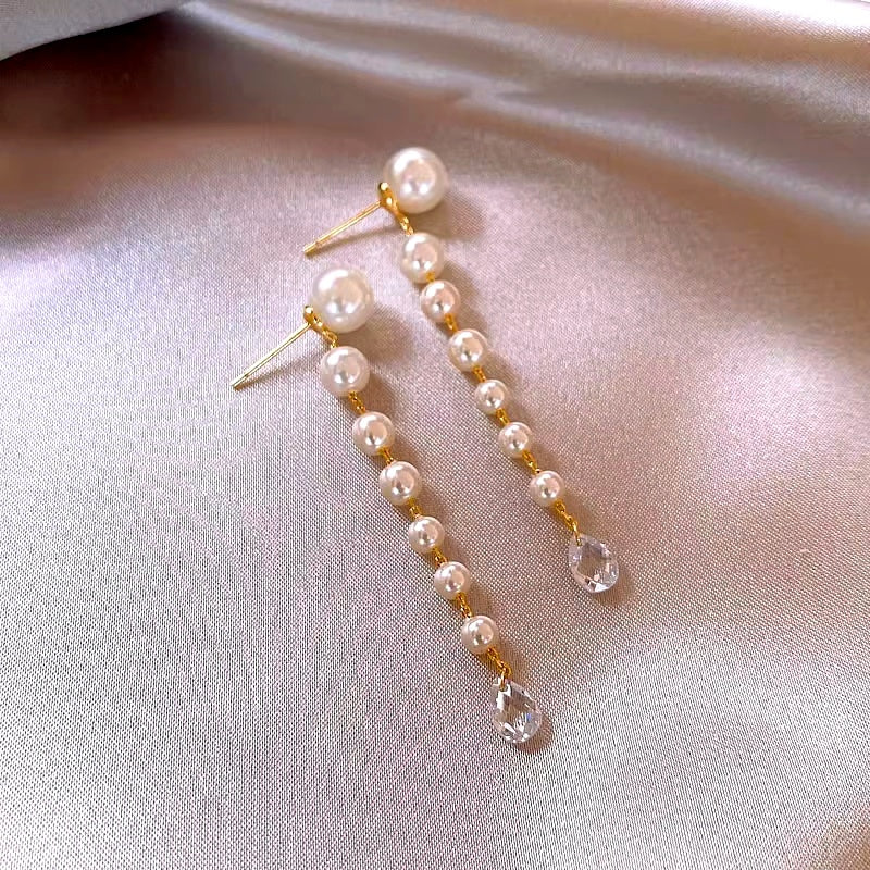 14K Gold-Plated luxury Pearl Tassel Earrings