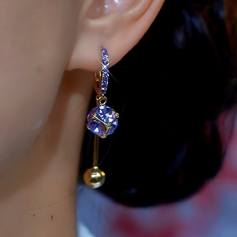 14K Gold-plated 2024 Trendy Elegant Purple Zircon Earrings