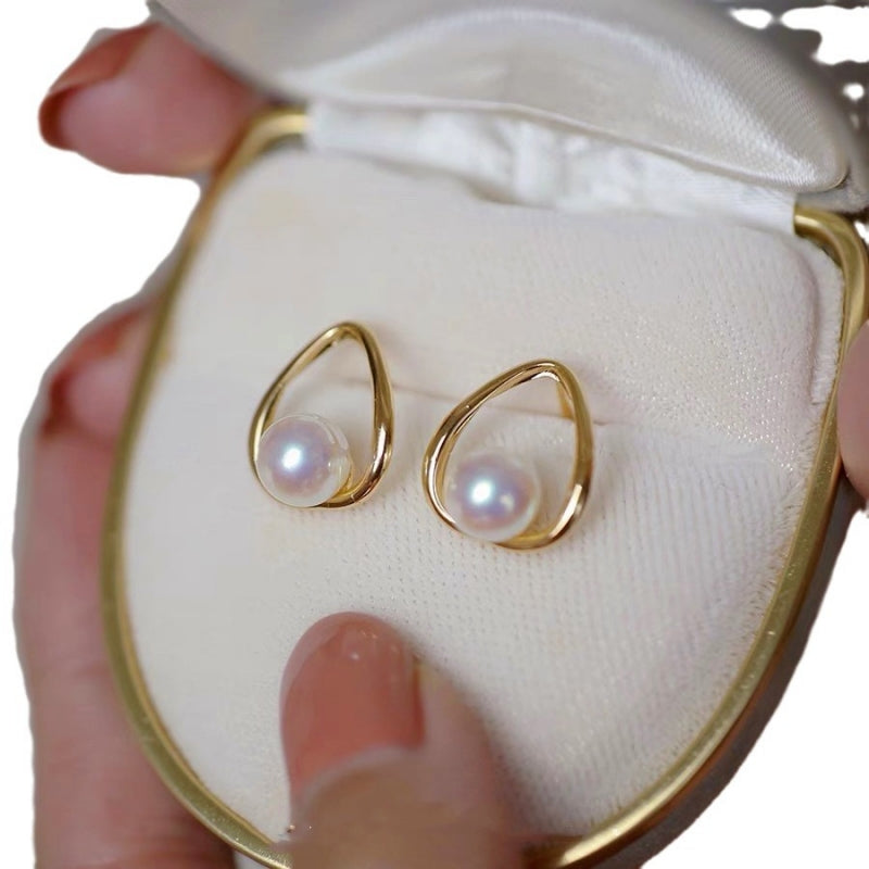 14K Gold-plated Artificial Water Pearl Earrings