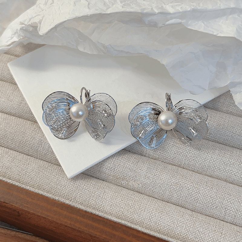 14K Gold-plated Bead Butterfly Earrings
