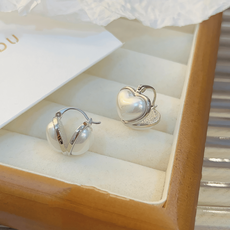 14K Gold-plated Bead Heart-Design Earrings
