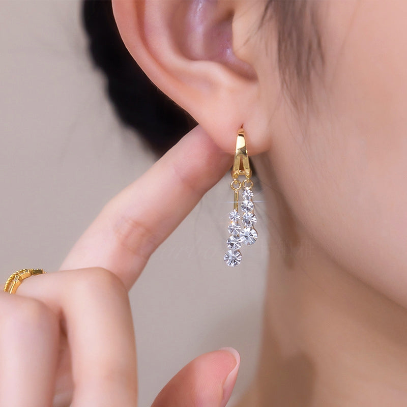 14K Gold-plated Bling Zircon Drop Earrings