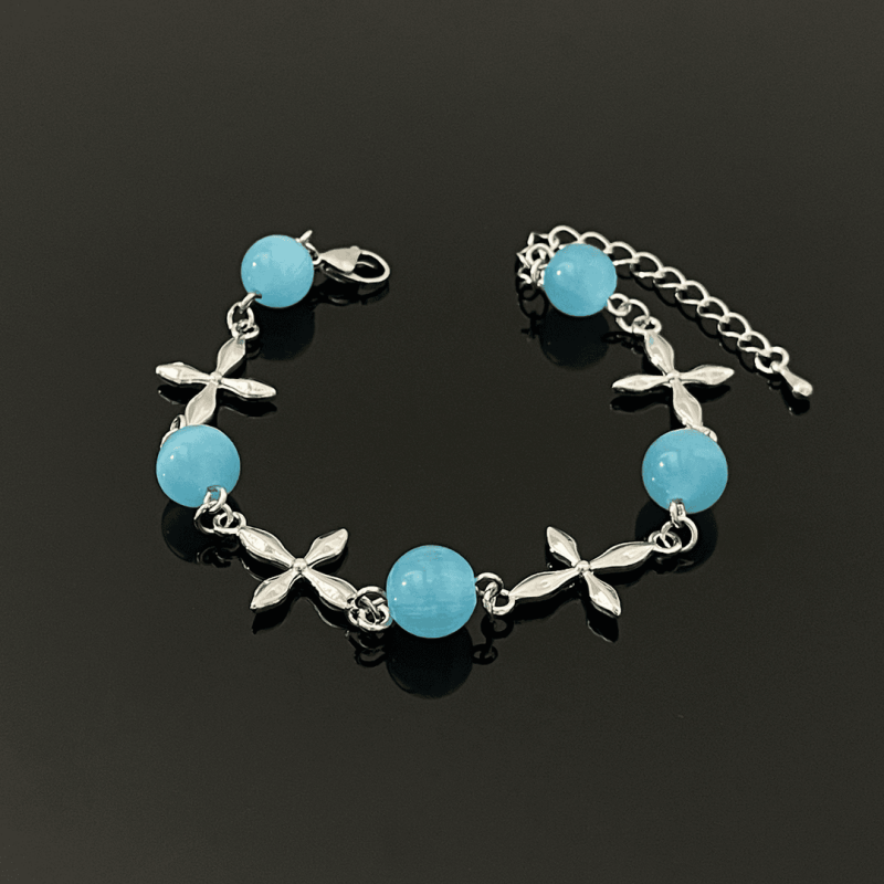 14K Gold-plated Blue Beads Bracelets