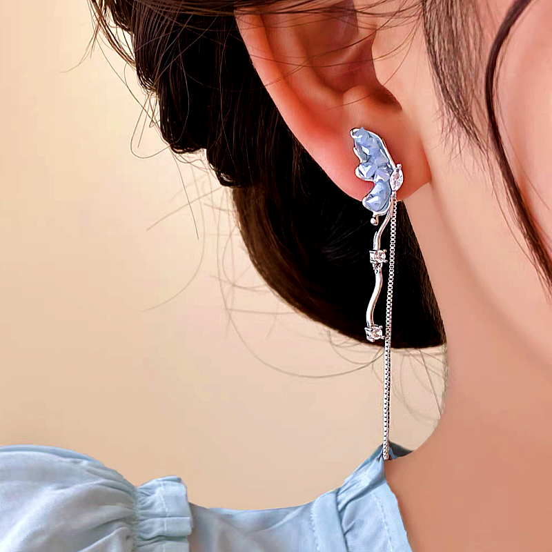 14K Gold-plated Butterfly Tassel Earrings