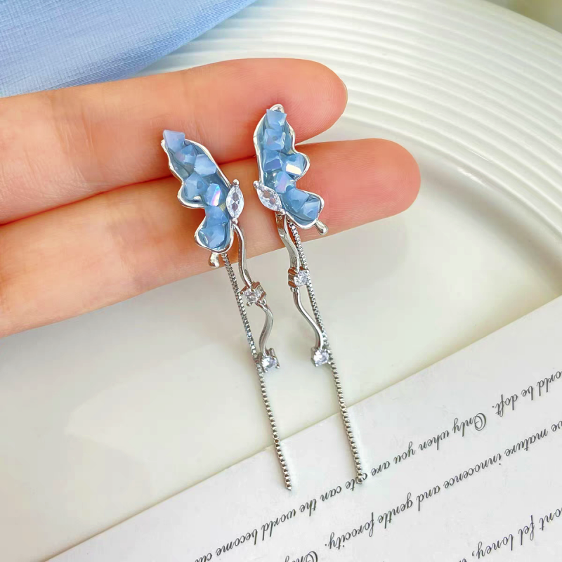 14K Gold-plated Butterfly Tassel Earrings